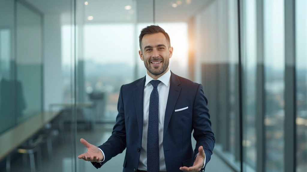 Erfolgreiche Fachperson in modernem Büroumfeld zeigt Engagement und Professionalismus