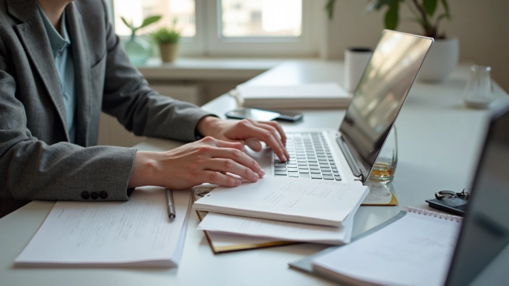 Produktiver Arbeitsplatz mit organisierten Materialien und klarem Fokus