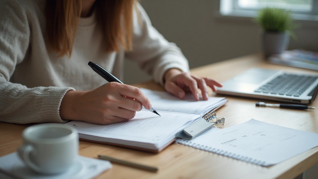 Person mit Planer und Notizbuch bei Zielsetzung nach SMART-Methode